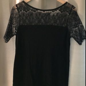 LOFT Lace embellished black top/sweater